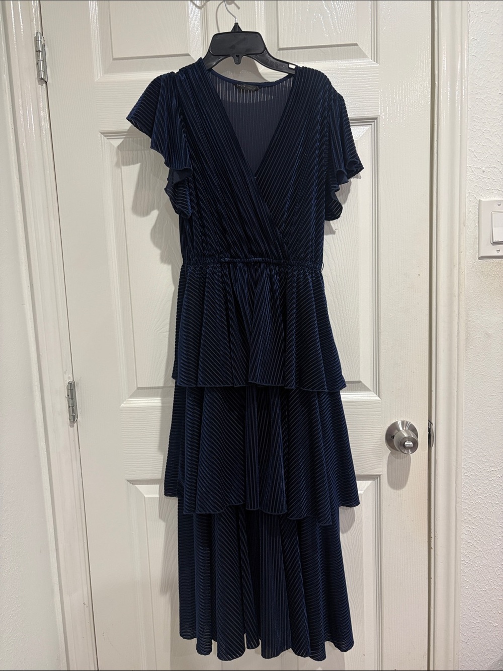 SHEIN Navy Tiered Pleated Maxi Dress - Picture 1 of 3